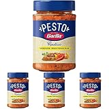 Barilla Pesto Rustico Mediterraneo 1 x 200g | Glutenfreie Italienische Pasta-Sauce mit Zucchini, Paprika und Tomaten, vegane/vegetarische Nudel-Soße, rotes Pesto (Packung mit 4)