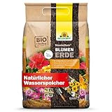 Neudorff NeudoHum BlumenErde – Torffreie Bio Erde, für Innen und Außen, fördert kräftige Blumen und viele Blüten, 3 Liter