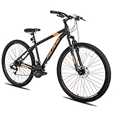 HILAND 29 Zoll Mountainbike MTB Hardtail mit Speichenrädern 431MM Aluminiumrahmen 21 Gang Schaltung Shimano-Schaltwerk Scheibenbremse Federgabel Herren Damen schwarz