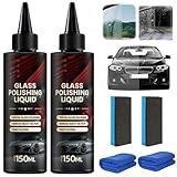 D1 Glass Polishing Liquid, 2 Stück Glasautos Politur Flüssigkeit, Auto Glaspolitur Gegen Kratzer Im Glas, Auto Politur Set, Car Glass Oil Film Remover Kit für Scheibenpolitur