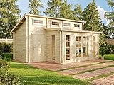 Alpholz Gartenhaus Lausitz-40 aus Massiv-Holz | Gerätehaus mit 40 mm Wandstärke | Garten Holzhaus inklusive Montagematerial | Geräteschuppen Größe: 570 x 420 cm | Pultdach