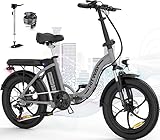 HITWAY E Bike Elektrofahrrad 20' Fat Tire E-Fahrrad klapprad,250W/36V/11,2Ah Akku,Max.Reichweite bis zu 35km, Off-Road Mountainbike mit Shimano 7 Gängen,City EBike Herren Damen