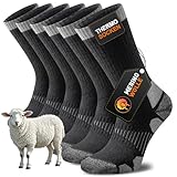 Niorasen Merino Wandersocken Herren Damen, Thermosocken Outdoor Socken Trekkingsocken, Merinowolle Warme Wintersocken, Sportsocken Laufsocken Atmungsaktiv Anti-Blasen & Gepolstert 3 Paar