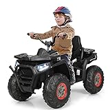 COSTWAY 12V Elektro Kinderquad mit Scheinwerfer, Mini Elektroquad mit Musik USB, Hupe, 4 Räder Kinder Quad 3-8 km/h, Kinderauto Elektroauto für Kinder ab 3 Jahren, Schwarz