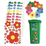 SETOFI Mülltonnenaufkleber, 8 Blätter Blume Mülleimer Aufkleber Wasserdichte Aufkleber Selbstklebend für Wand, Fenster, Tür, Behälter, Kühlschrank