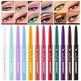 12 Farben Matt Eyeliner Set Bunter Regenbogen Neon Eyeliner Stift Glatter Wasserfester Wischfester Langanhaltender Gel Eyeliner Weihnachts Makeup Geschenkset für Frauen (Set A)