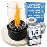 Edelfeld - Wärmender Tischkamin für Garten Terrasse Balkon Tisch Deko - Bioethanol Tischfeuer für Indoor & Outdoor - Verstellbare Flamme - Bio Ethanol Kamin inkl. Flammenringe und Schwarze Dekosteine