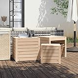 Festnight Auflagenbox Holz Garten Gartenbox Klein Kissenbox Kissentruhe Truhenbank Massivholz Aufbewahrungsbox Gartentruhe Sitzbank Sitztruhe Truhe Balkon Outdoor Massivholz 3-TLG