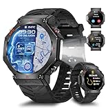 GPS Smartwatch Herren, 2025 Militär Smartwatch Sportuhr, 1.39'' Fitnessuhr Smart Watch für Android und ios, 3ATM wasserdichte Fitness Tracker mit Telefonfunktion//Herzfrequenz/Schlaf/AI