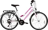 26 Zoll Mädchen Fahrrad Damen Fahrrad Citybike 21 Gang Shimano Drehschaltung RH ca 47cm Weiss pink -050