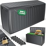 KESSER® Auflagenbox 290 Liter Mit Rollen Griffe 100 kg belastbar Smart Click System Truhe Gartenbox Kissenbox Anthrazit