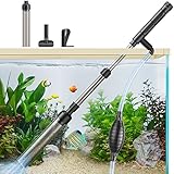 bedee Manueller Aquarium Mulmsauger, Aquarium Vakuum Kiesreiniger, 3 in1 Aquarium Siphon Staubsauger Set für Wasserwechsel, Sandreinigung, Schmutz mit Verstellbarer Teleskopstange Entfernen