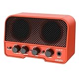 Mini Gitarrenverstärker, LEKATO 5W Drahtloser Wiederaufladbarer Verstärker mit CLEAN/OVERDRIVER-Effekten, Bluetooth 5.0 Tragbarer Verstärker Ideal zum Üben/Vorspielen in der Wohnung (Orange)