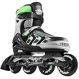 Hikole verstellbare Inline-Skates für Erwachsene und Jugendliche, sichere Outdoor-Rollschuhe für Damen Herren Mädchen Jungen (Grün Schwarz, XL(41-44))