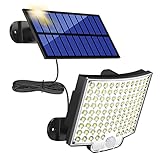 MPJ Solarlampen für Außen, 106 LED Solarleuchte Aussen mit Bewegungsmelder, IP65 Wasserdichte, 120°Beleuchtungswinkel, Solar Wandleuchte für Garten mit 5m Kabel