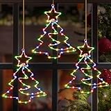 Therlan Fensterdeko Weihnachten Beleuchtet, 3 Stück LED Fensterbilder Weihnachtsbeleuchtung Fenster Mit Timer, 8 Lichtmodi Batterie LED Fensterdeko Beleuchtung Weihnachtsdeko Fenster Beleuchtet Bunt