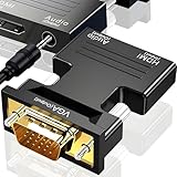 Retoo HDMI to VGA mit Audio Adapter HDMI auf VGA Konverter Kabel 1080P 60HZ Stecker auf Buchse Converter von Alter PC zu TV/Monitor mit HDMI Audio für Monitor Projektor HDTV