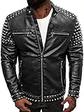 OZONEE Herren Lederjacke Kunstlederjacke Kunstleder Farbvarianten Jacke Bikerjacke Übergangsjacke Herrenjacke Leder Echtlederjacke Echtleder Wildleder Biker JS/11Z8007Z SCHWARZ XXL