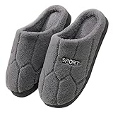 Warme Hausschuhe Herren Gummisohle,Damen Herren Hausschuhe Winter Warme Slippers Weiche Bequeme Plüsch Pantoffeln Rutschfeste Slip-On Pantoffeln Grey 42-43/EU