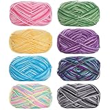 Handstrickgarn, 8 Stücke Acryl Wolle zum Stricken, 50g Farbe Acryl Wolle Zum Häkeln Häkelgarn Bunt Farbverlauf Weiches Mehrfarbiges Garn Set für Häkeln Stricken und Handwerk Häkelgarn