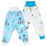 FLYISH DIRECT Baby Windelhosen, Hohe Taille Baby Töpfchen Trainingshose Baby Windelrock Baumwolle Sleepy Windelhose für Kinder für das Töpfchentraining, 2 Stück, L