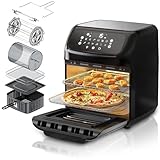 Arendo - Heißluftfritteuse XXL mit LED Touchscreen- 12 Liter - Grill - Dörrautomat - Backofen - Air Fryer - Touchscreen - Easy&Clean - Fritteuse ohne Öl - Umluft - Pizza Hähnchen Pommes - BPA frei