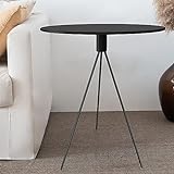 AnYu Furniture Kleiner Beistelltisch für Wohnzimmer, Beistelltisch aus Metall, Couchtisch Orange mit 3 Beinen aus Metall, kleiner Tisch für den Garten, ohne Rillen, 46 x 46 x 55,6 cm