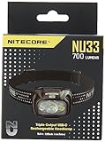 Nitecore Stirnlampe NU33, USB-C-aufladbare LED Kopflampe, 700 Lumen, 135 Meter Leuchtweite, Rotlicht für Nachtsicht