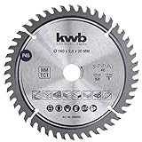 kwb Kreissägeblatt 160 x 20 mm, sehr feiner Schnitt, Sägeblatt geeignet für Arbeitsplatten, Holz und beschichtete Platten
