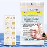 Wasserreinigungstabletten [120Stk] *NSFgeprüft* 100% keimfreies Trinkwasser 1 Ltr/Tablette +Handschuhe PE | Wasserentkeimungstabletten fur Krisenvorsorge Outdoor, Notfall, Camping, Reiseapotheke