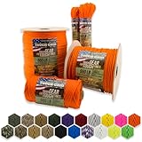 TOUGH-GRID 250 kg neonfarbene Paracord-/Fallschirmschnur – 100 % Nylon Mil-Spec Typ III Paracord, verwendet vom US-Militär, ideal für Armbänder und Schlüsselbänder, 150 m, Neonorange