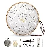 YUKYOU 15 Tone 13 Zoll D-Dur Zungentrommel Schlagzeug, Trommel Schlagzeug Instrument Steel Tongue Drum Stahl Zunge Trommel HandPan mit Trommelschlegel, Tragetasche, Fingerabdeckung für Yoga Meditation