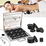 Professioneller Heiße Steine Erwärmer, Massagesteinwärmer-Set, Tragbares Elektrisches Hot Stone Massage Set, 20 Stück Heiße Massagesteine aus Basalt, Für Massagetherapy&Entspannung&SPA-Behandlung