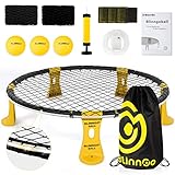 Mookis Blinngoball Outdoor Roundnet Spieleset, Roundnet Set Team Games bestehend aus Spielnetz, 3 Bällen, Kordelzug, Ballpumpe mit 1 Nadel und Handbuch und mehr