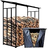 WELS® Kaminholzregal Aussen XXL 185x70x185cm | Holzlager 2,3m³ 3,5 SRM | Metall Brennholzregal Außen | Garten Kaminholzlager mit Wetterschutz