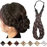 Silk-co Damen Haarband 5 Stränge Dunkelbraun, Kunsthaar geflochtenes Stirnband, elastisches Haarband für Damen und Mädchen Hochzeit Vintage, mit Haargummi Haarteil Braids Extensions 2.5cm breit