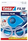 tesa tesafilm Mini Abroller Pink, Blau oder weiß mit 2 x Kristall Klar Rollen, 10M: 19mm