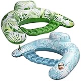 Schwimmsitz 2 Pack Schwimmsessel für Pool Lazy Lounge, Aufblasbarer Groß Schwimmring Wasser, mit Getränkehalter für Erwachsene & Kinder Matratze Wassermatratze Beachparty Mottoparty