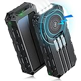 Power Bank Powerbank 49969 mAh, Wireless Tragbares Schnellladegerät Mit Integriertem Kabel, 7 Ausgänge/2 Eingänge, Solar Powerbank Mit LED-Anzeige Smartphones