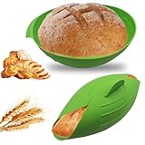 3 In 1 Brotbackform Silikon, Antihaft Brotbackformen, Backform Brot Rund 25 cm Zum Backen, Mischen und Dünsten Hitzebeständig bis 230 °C, Oval Silikon Brotbackform Backform Silikone Kastenform