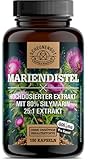 Mariendistel Kapseln 1500mg -WICHTIG: 25:1 Extrakt (=37500mg reines Mariendistel pro Tagesdosis) +80% Silymarin -Silymarin Hochdosiert- Laborgeprüft und Vegan -DE- SCHEUNENGUT®