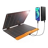 20W Solar Ladegerät, Flexsolar Solarpanel Faltbar 2-Port(USB-A,USB-C) Solarpanel,Tragbares, leichtes ETFE-Notfallpanel,IP67wasserdicht, Wandern, Camping, für Handys Akkus Tablets Powerbank