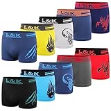 L&K 10er Pack Herren Boxershorts Unterwäsche Microfaser Gemischt Farben/Muster 1213 UN M/L