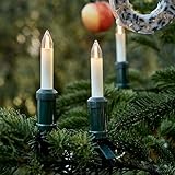 hellum Lichterkette Weihnachtsbaum LED-Filament, Made in Germany, Weihnachtskerzen mit Clip, 30 Lichter, beleuchtete Länge 29 m, Kabel schwarz, warmweiß, für Außen, teilbarer Stecker