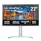 LG Ultrafine 4K Monitor 27UP85ZK-W (exkl.)- 4K IPS 27 Zoll, 60Hz, 5ms, HDR 400, mehrfach verstellbares Display, HDMI, DisplayPort, USB-C (90W PD), weiß