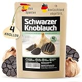 Schwarzer Knoblauch, 4 Knollen fermentierter Knoblauch aus Spanien, 90 Tage fermentiert, große ganze Knollen, Frischer Black Garlic würzig-süß und vielseitig