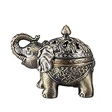 Feyarl Vintage Elefant Räuchergefäß Metall Weihrauchbrenner Räucherstäbchenhalter mit Deckel für Hause Büro Yoga Dekoration Weihnachten Geschenk