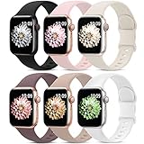 AMSKY 𝟔 𝐒𝐭ü𝐜𝐤 Silikon Sport Armbänder Kompatibel mit Apple Watch 44mm 40mm 42mm 41mm 45mm 38mm 49mm für Damen Herren, Ersatzarmband Kompatibel mit iWatch Series Se Ultra 9 8 7 6 5 4 3 2 1