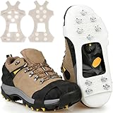Spikes für Schuhe Winter mit 10 Anti Rutsch Spikes, 2026 Neu Schneeketten für Schuhe, Schuhspikes zum Überziehen, Schuh Spikes glatteis für Wandern, Spazierengehen, Klettern (Weiß, S)