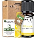 rooted.® BIO Zitronenöl 10ml [100% NATURREIN] - Echte Zitrone - Citrus limon - Ätherisches Öl für Aromatherapie, Duftlampe, Diffusoren, Raumduft, Duftkerzen und -Seifen